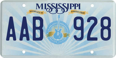 MS license plate AAB928