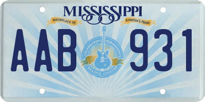 MS license plate AAB931