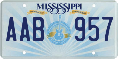 MS license plate AAB957