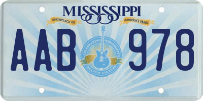 MS license plate AAB978