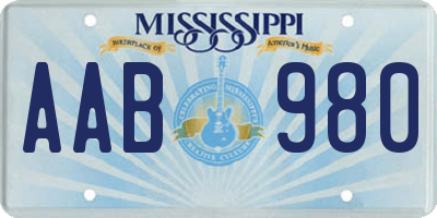 MS license plate AAB980