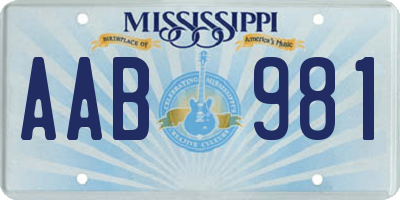 MS license plate AAB981