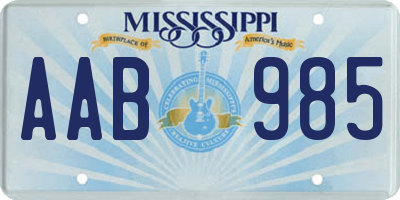 MS license plate AAB985