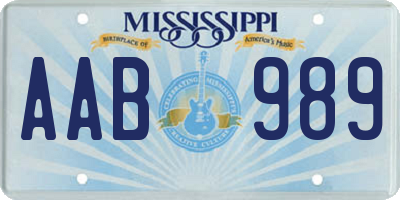 MS license plate AAB989