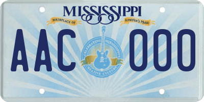 MS license plate AAC000