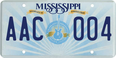 MS license plate AAC004