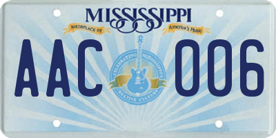 MS license plate AAC006