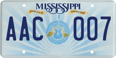 MS license plate AAC007