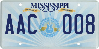 MS license plate AAC008