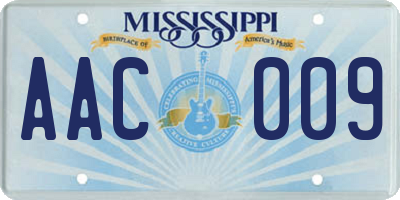 MS license plate AAC009