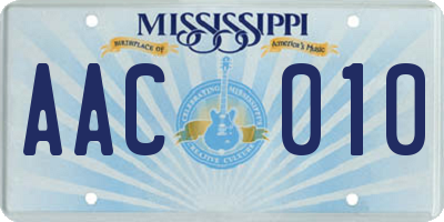 MS license plate AAC010