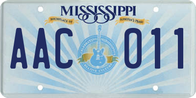 MS license plate AAC011