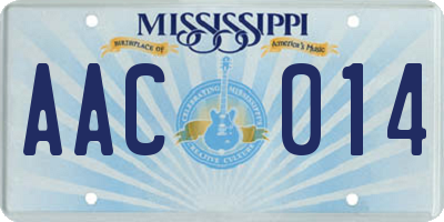 MS license plate AAC014