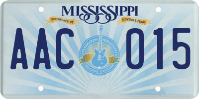 MS license plate AAC015