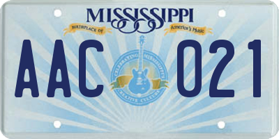 MS license plate AAC021