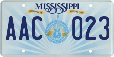 MS license plate AAC023