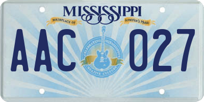 MS license plate AAC027