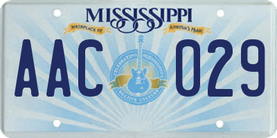 MS license plate AAC029