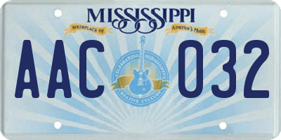 MS license plate AAC032