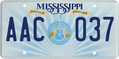 MS license plate AAC037