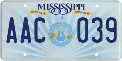 MS license plate AAC039