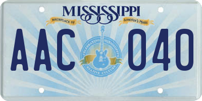 MS license plate AAC040