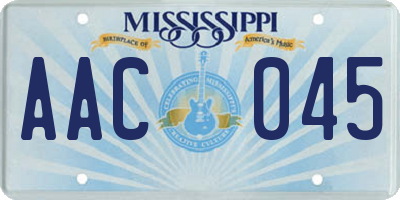 MS license plate AAC045