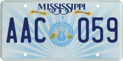 MS license plate AAC059