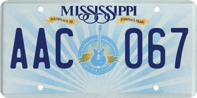 MS license plate AAC067