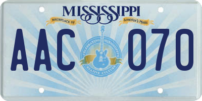 MS license plate AAC070