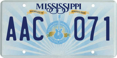 MS license plate AAC071