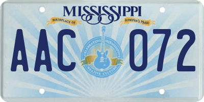 MS license plate AAC072