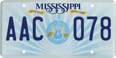 MS license plate AAC078