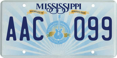MS license plate AAC099