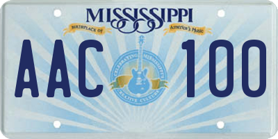 MS license plate AAC100