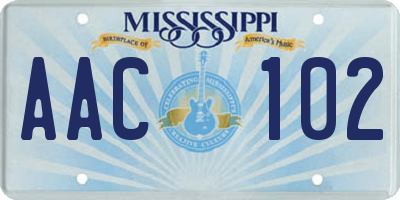 MS license plate AAC102