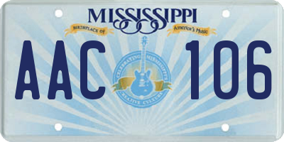 MS license plate AAC106