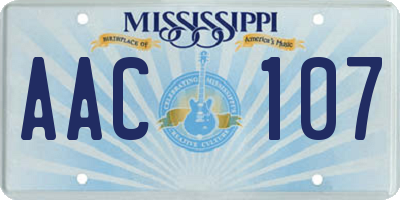 MS license plate AAC107