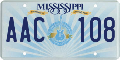 MS license plate AAC108