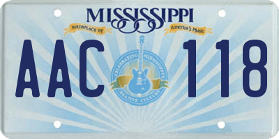 MS license plate AAC118