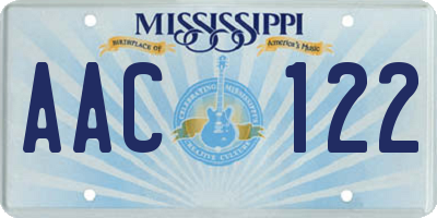 MS license plate AAC122