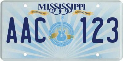 MS license plate AAC123