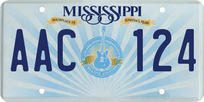 MS license plate AAC124