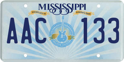 MS license plate AAC133