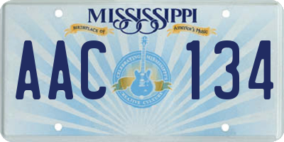 MS license plate AAC134