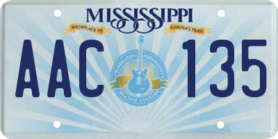 MS license plate AAC135