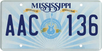 MS license plate AAC136