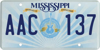 MS license plate AAC137