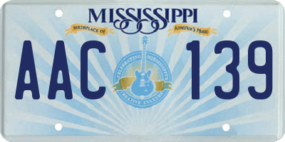 MS license plate AAC139