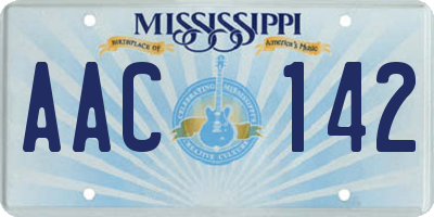 MS license plate AAC142